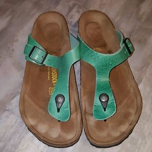 Birkenstock thong style green sandals. Size 42